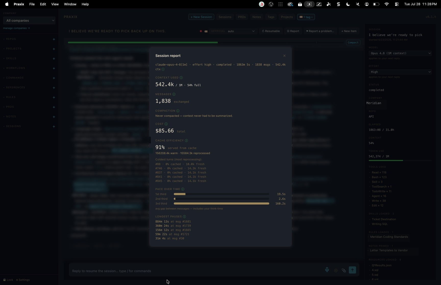 Session report screenshot