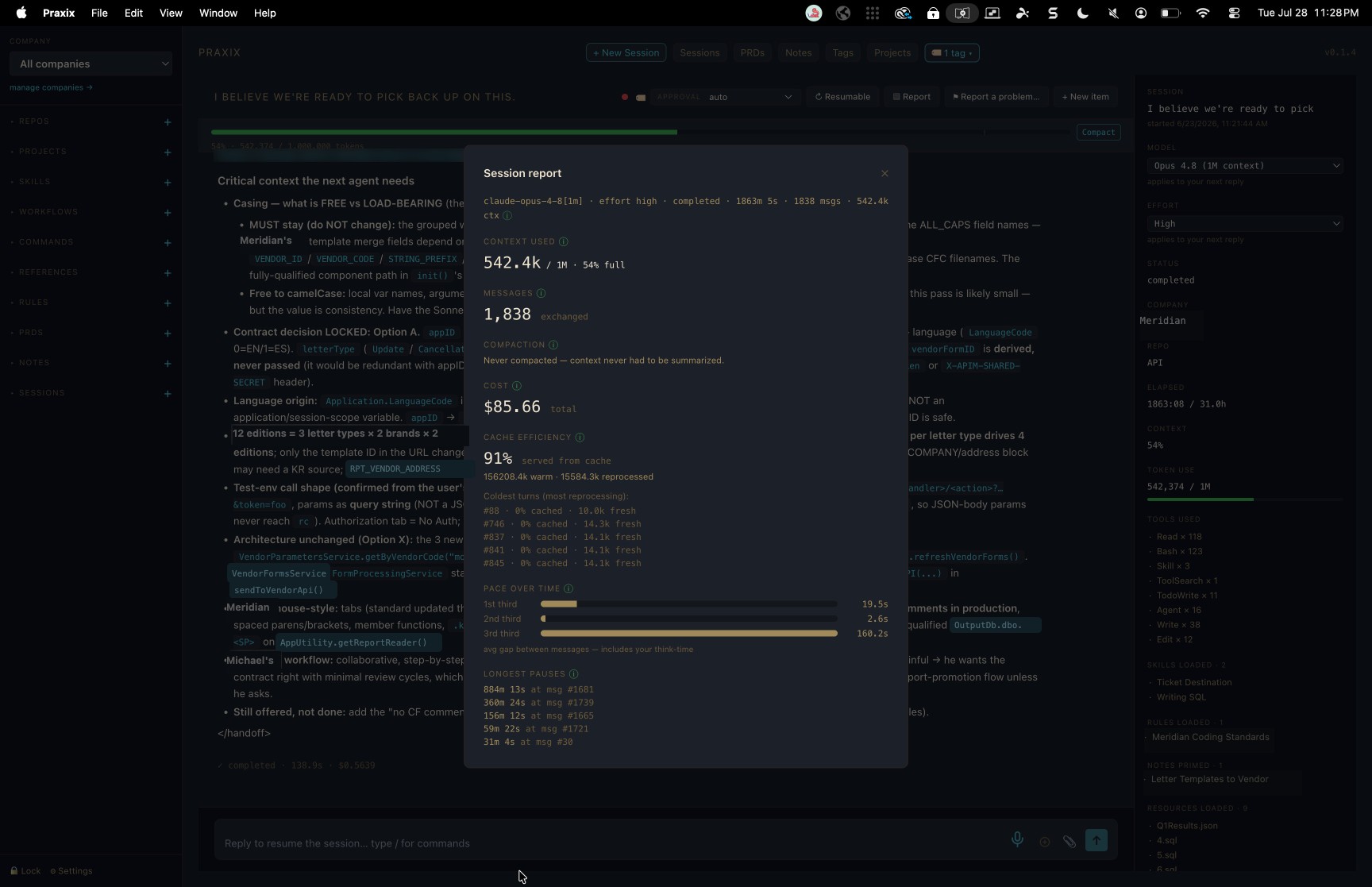 Session report screenshot