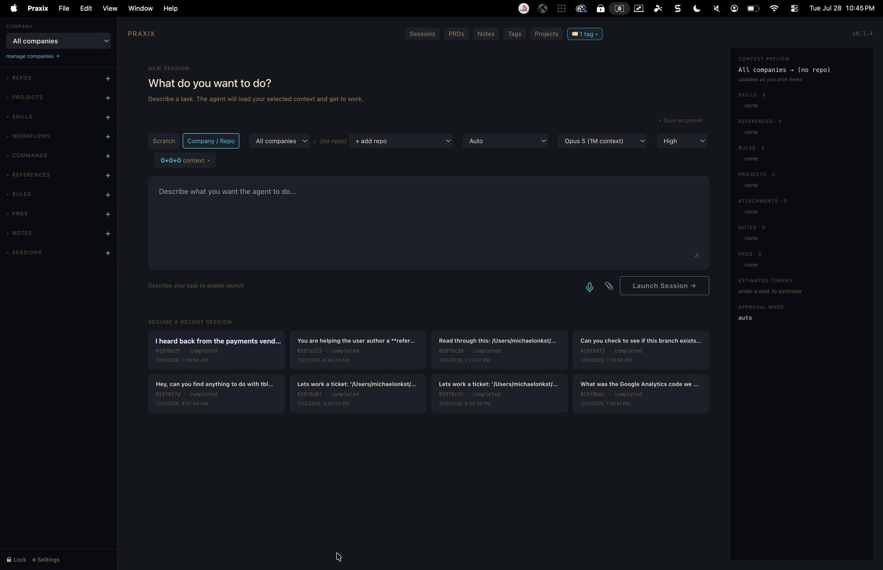 Praxix app screenshot