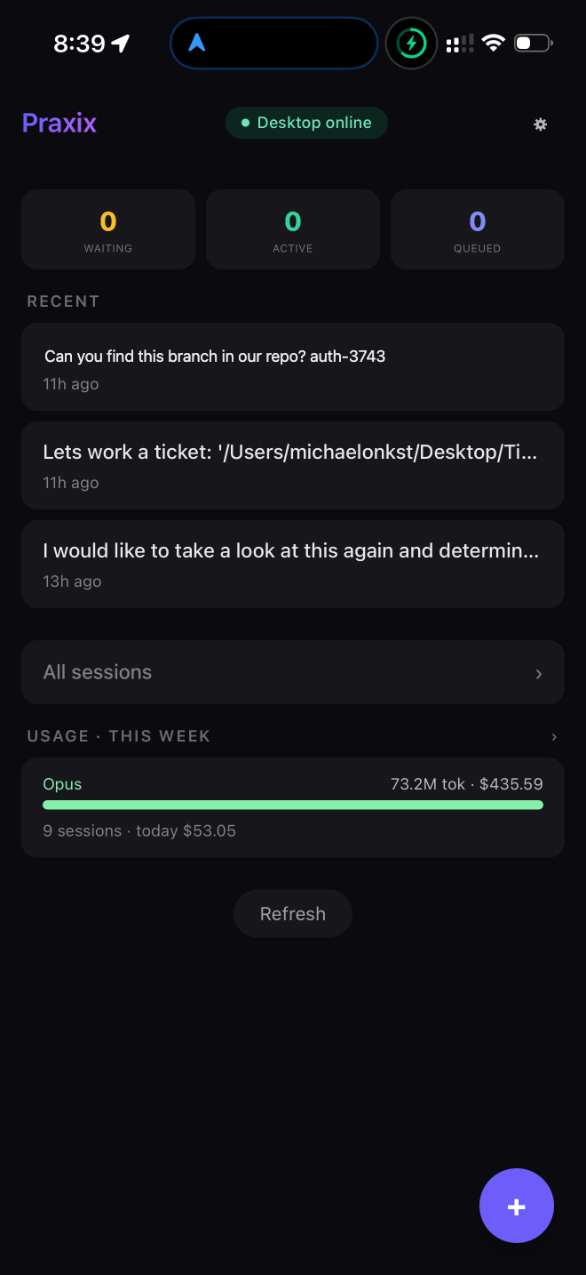 Praxix Remote phone screenshot